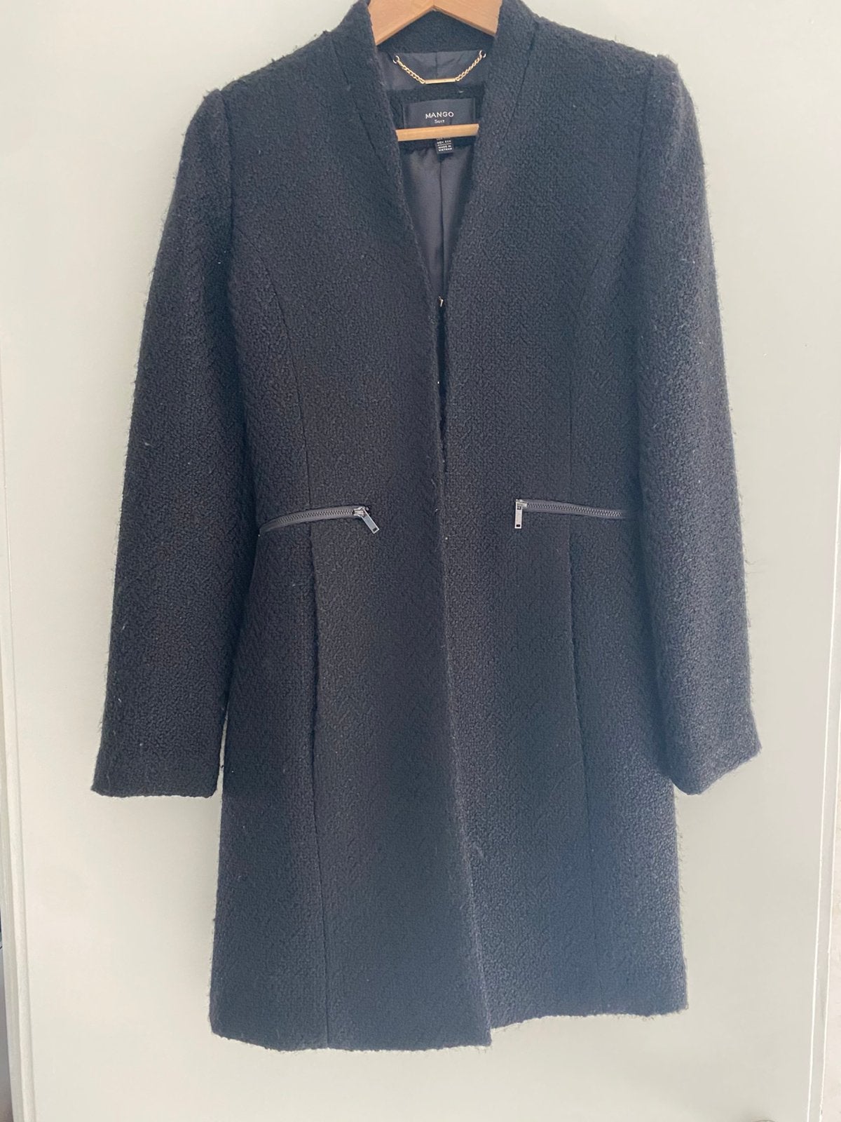 Mango chique zwarte Boucle winterjas!, Kleding | Dames, Ophalen of Verzenden, Nieuw, Maat 34 (XS) of kleiner, Zwart