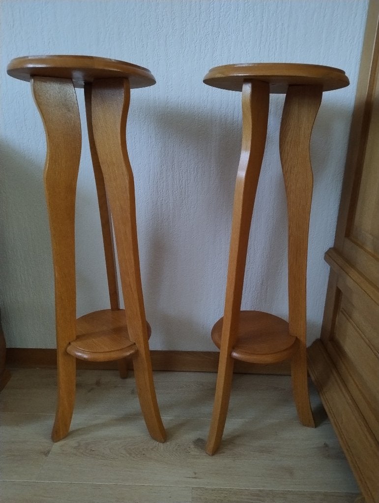 2 hoge planten tafeltjes 83cm, Ophalen, Minder dan 55 cm, Rond, Zo goed als nieuw