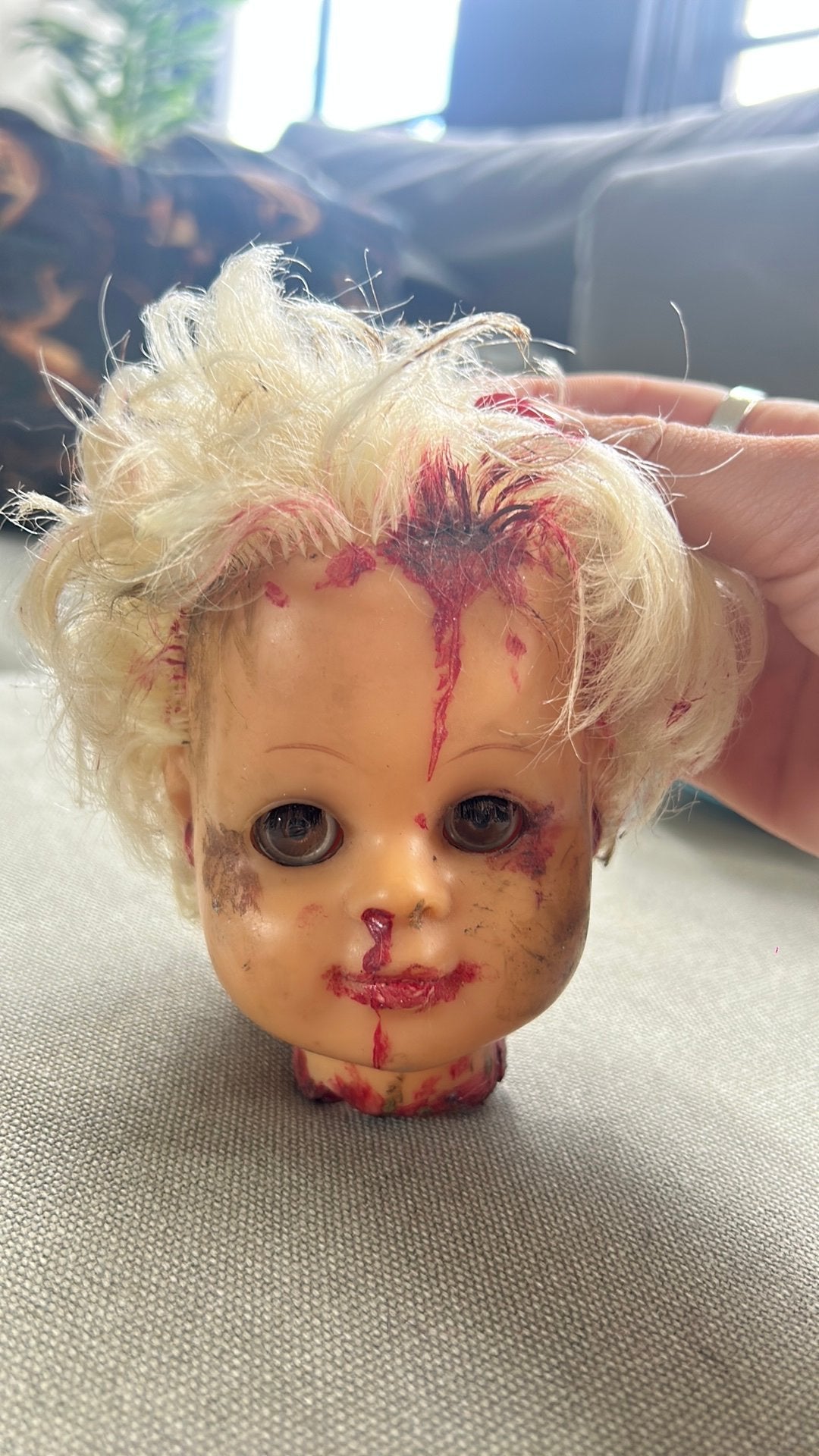 creepy gothic poppenhoofd - handgemaakt, Ophalen of Verzenden