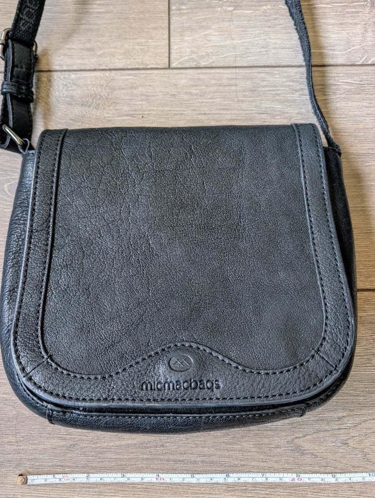 Supermooie lederen schoudertas van MicMacBags, Overige merken, Zwart, Ophalen of Verzenden, Zo goed als nieuw