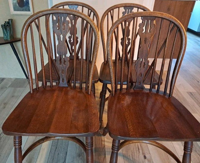 Set van 4 antieke Windsor spijlenstoelen ,Vintage,bow back, Antiek en Kunst, Ophalen