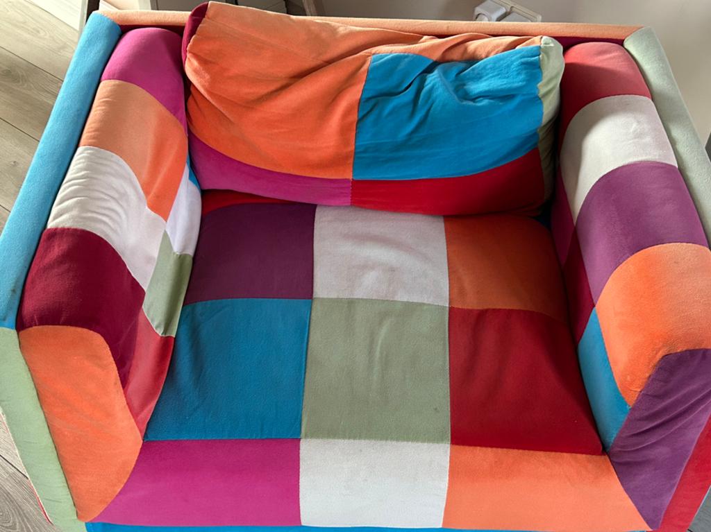 Patchwork fauteuil, Ophalen, Overige kleuren, Stof, Eén