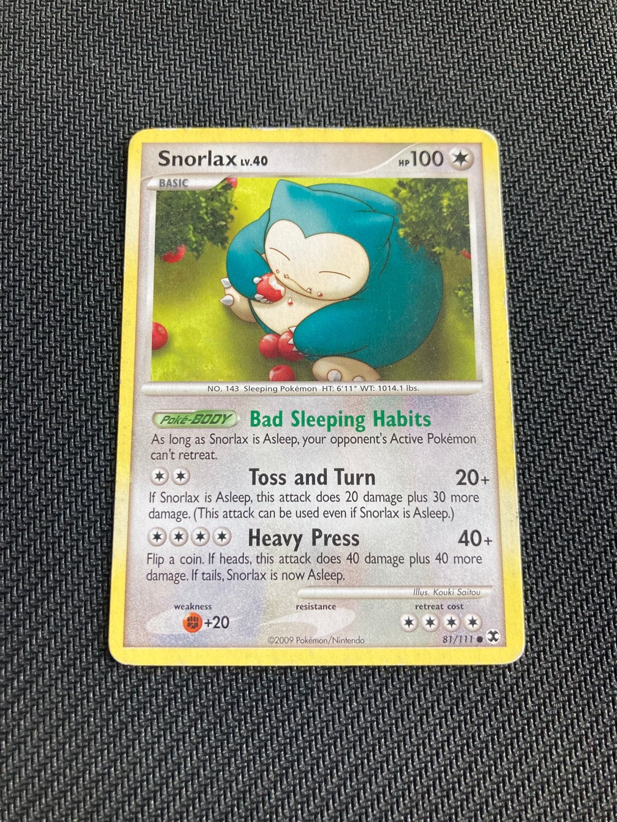 Pokemon kaart Snorlax, Ophalen of Verzenden, Zo goed als nieuw