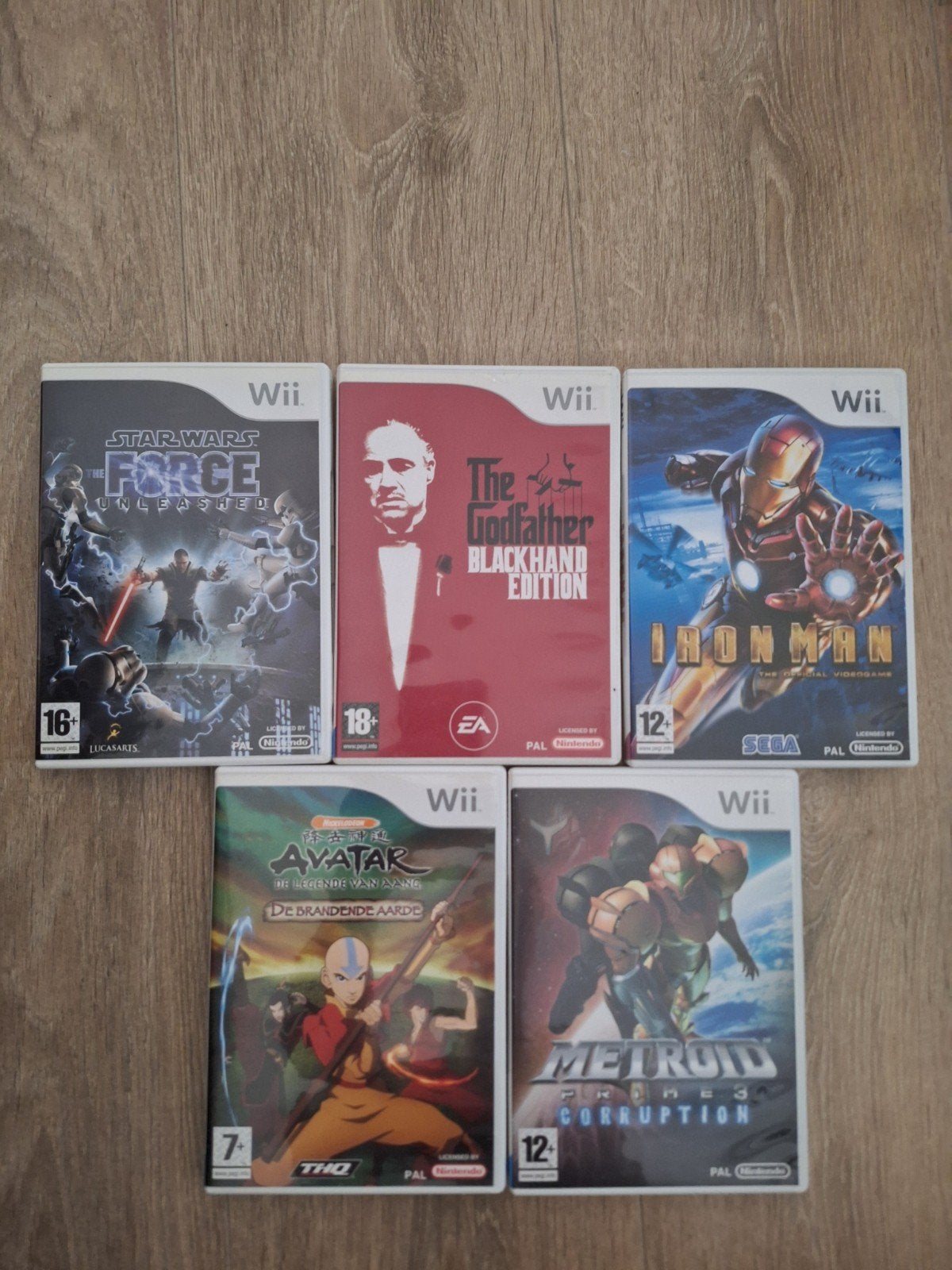 Wii games: Star Wars, Godfather, Iron Man, Avatar, Metroid, Ophalen of Verzenden, Gebruikt, Zonder controller, Met games