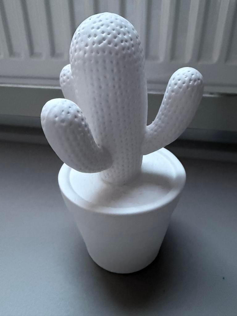 Cactus wit keramiek, 18 x 15 cm. Nieuw, Ophalen of Verzenden, Zo goed als nieuw
