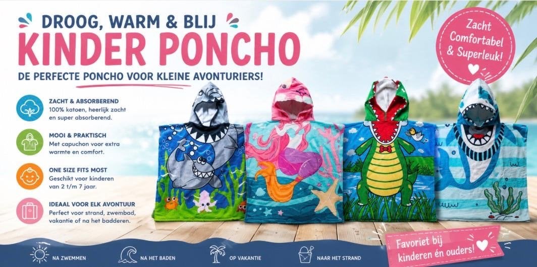 Kinder Poncho - Droog, Warm & Blij - Diverse Designs, Ophalen of Verzenden, Nieuw, Jongetje of Meisje