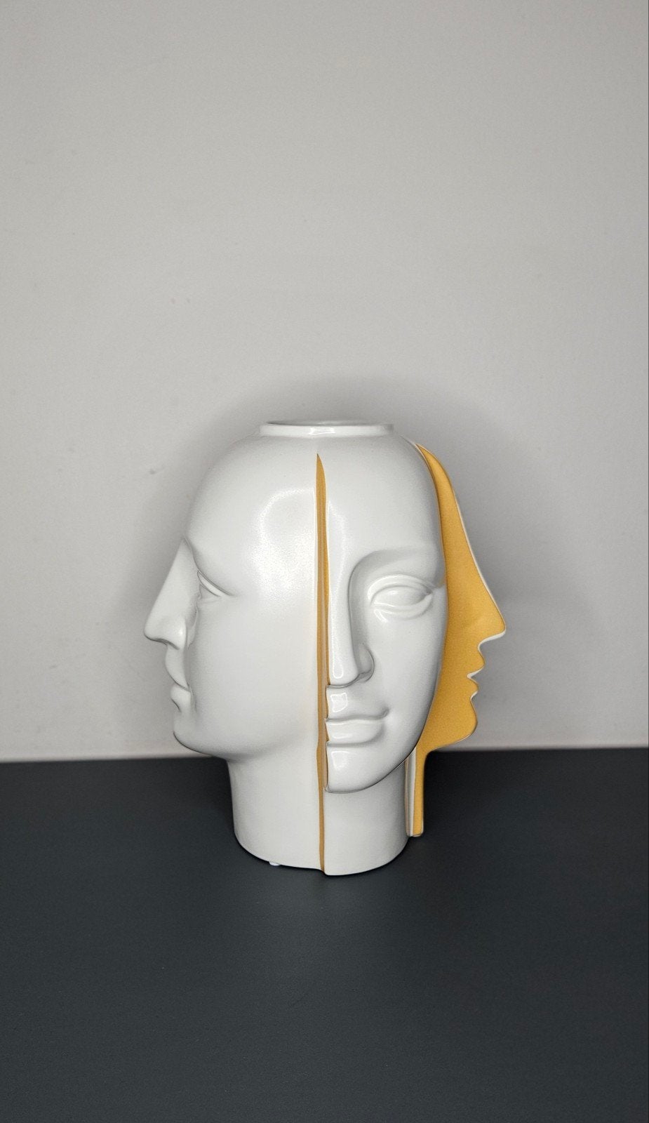 Vaas "Face" wit/Orange H.28cm, 28 cm, Gilde Handwerk, Export@Gildehandwerk.com, Wit