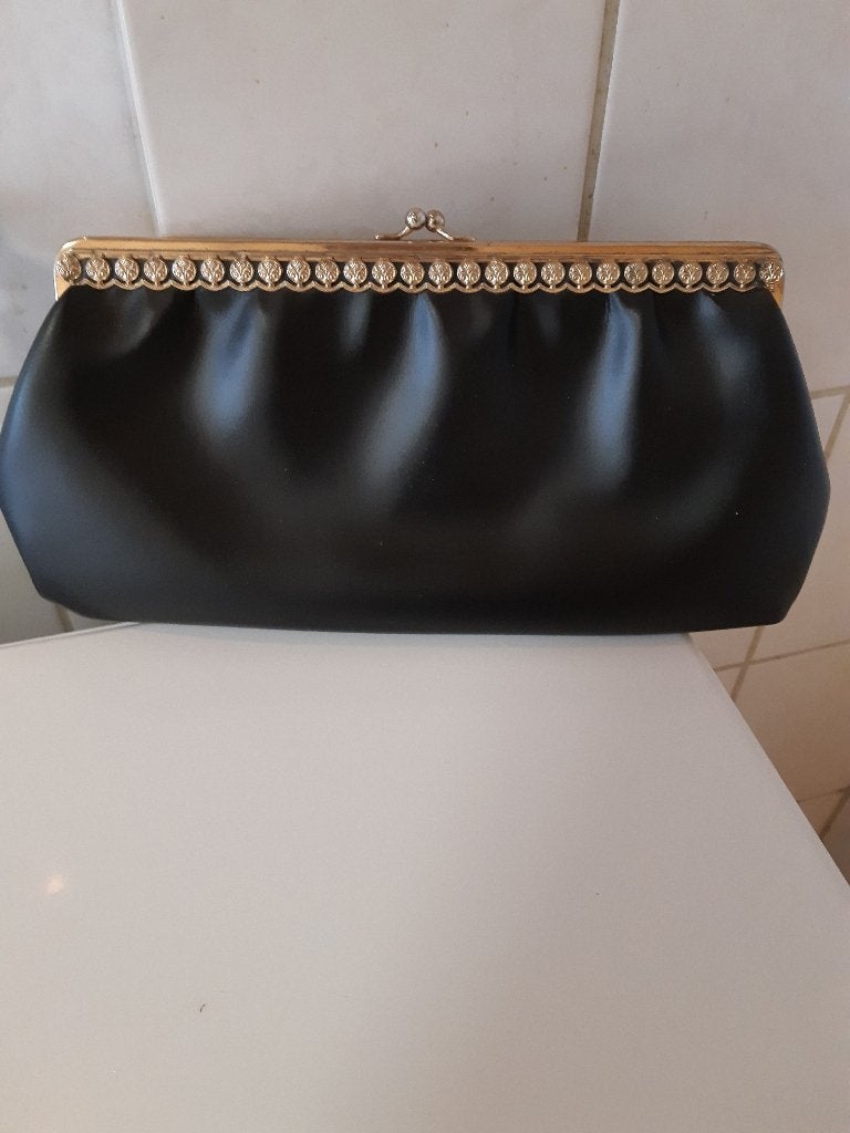Vintage Look Zwarte Handtas / Enveloppetas - Feest & Gala, Ophalen of Verzenden, Zo goed als nieuw, Zwart, Handtas