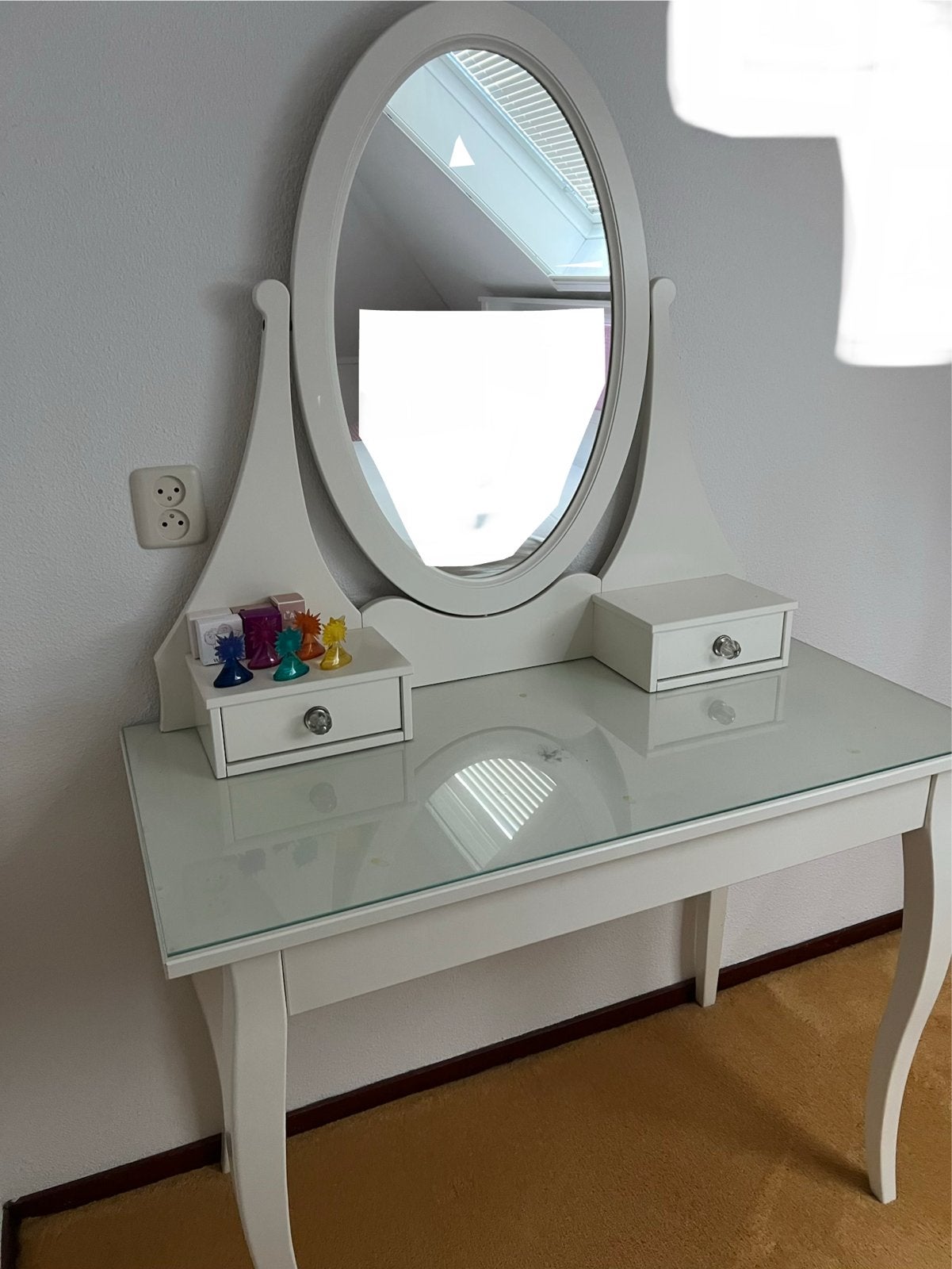 IKEA HEMNES Kaptafel/Toilettafel met spiegel, wit, Ophalen, Gebruikt, 50 tot 100 cm, 150 tot 200 cm