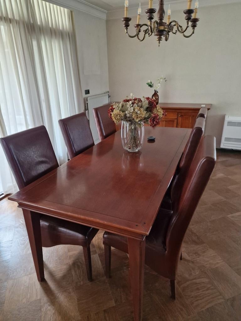 Complete eethoek met 6 stoelen 95* 220, Ophalen, Gebruikt, 4 tot 6 stoelen