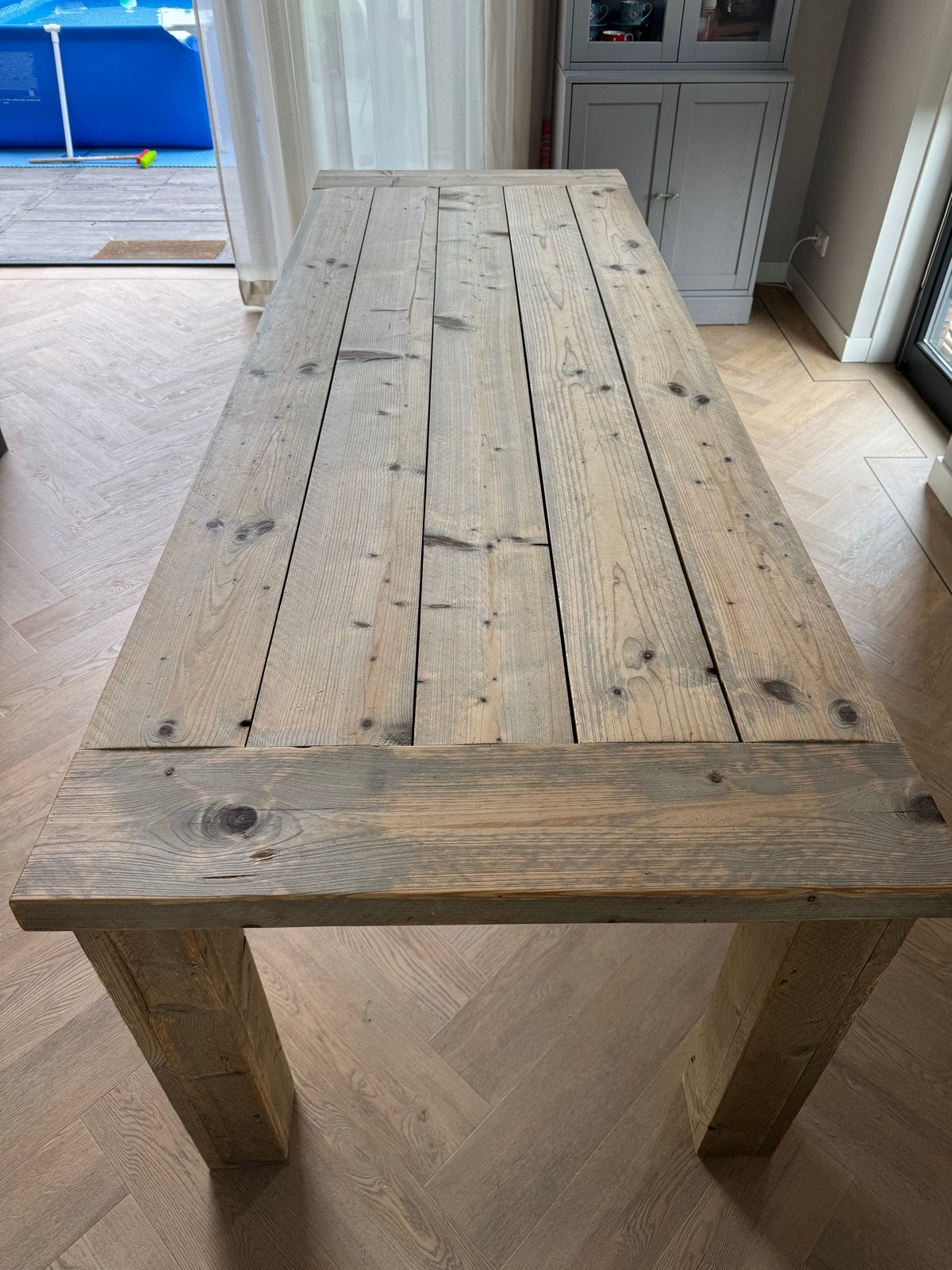 Steigerhouten eettafel Jorg 250x90 cm, geïmpregneerd, Ophalen, Gebruikt, 200 cm of meer, 50 tot 100 cm