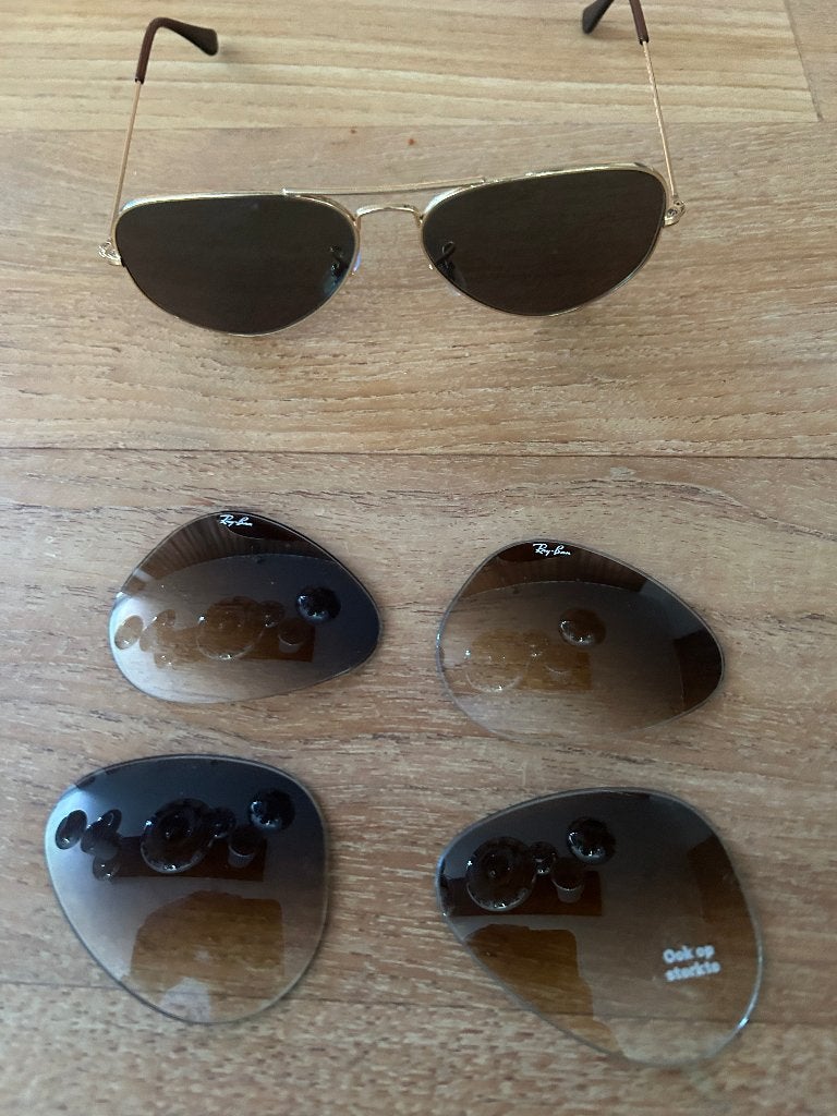Ray Ban zonnebril met 3 sets glazen, Zonnebril, Bruin, Ophalen of Verzenden, Zo goed als nieuw