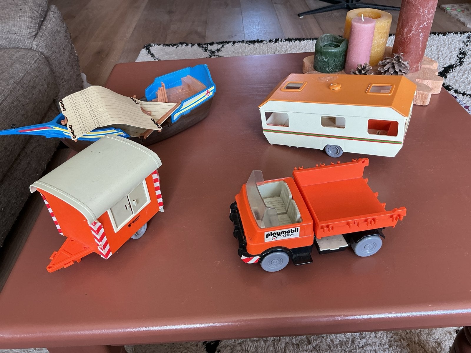 Playmobil set: boot, caravan, kiepwagen en woonwagen, Ophalen, Gebruikt, Jongen of Meisje