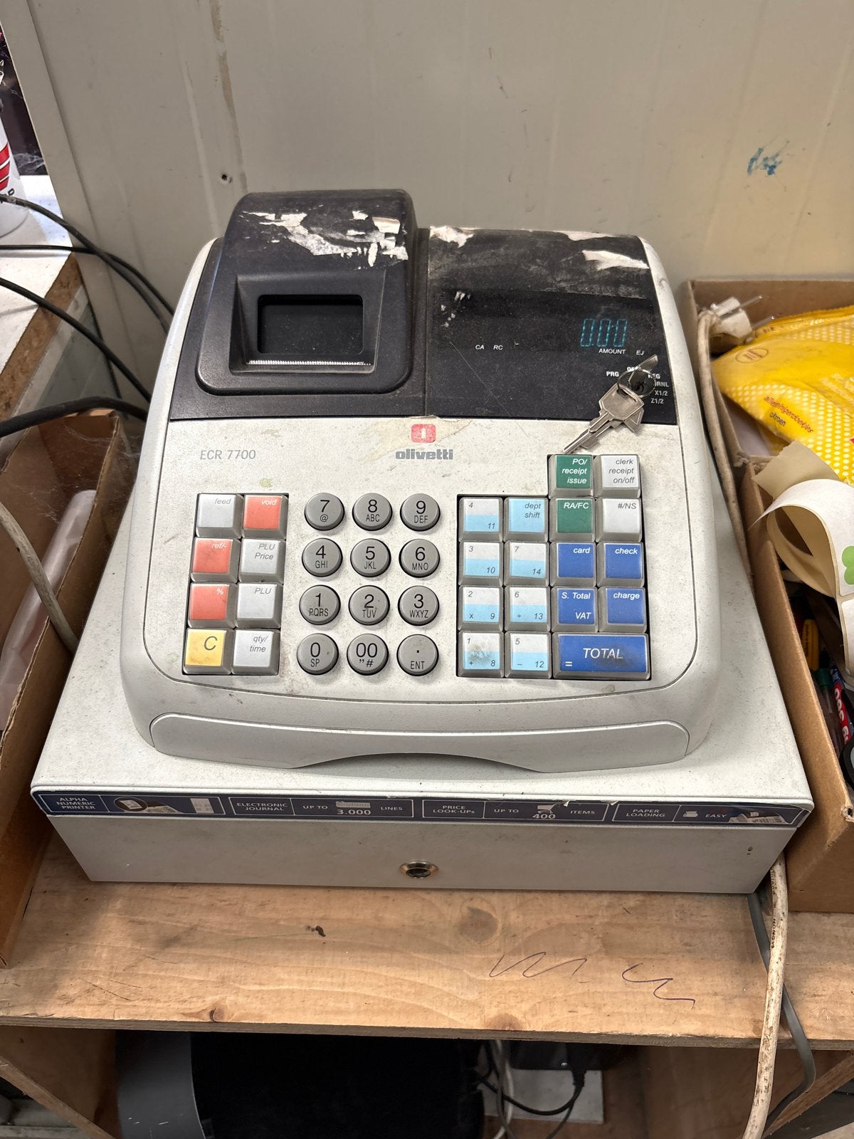 Olivetti ECR 7700 Kassa met 15 rollen, Ophalen