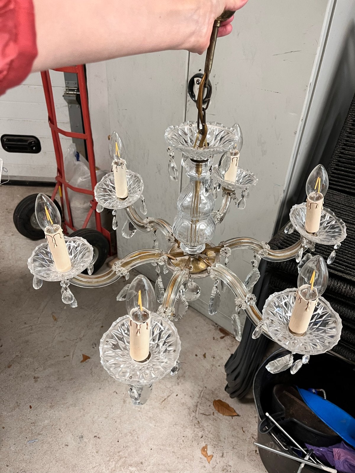 Vintage Kristallen Kroonluchter met 6 Armen, Antiek en Kunst, Antiek | Lampen, Ophalen