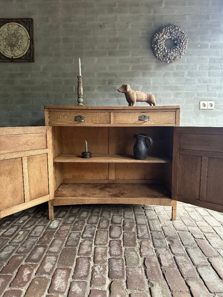 Oud eiken geloogde kast, Ophalen, 50 tot 70 cm, 100 cm of meer, 105 cm of meer