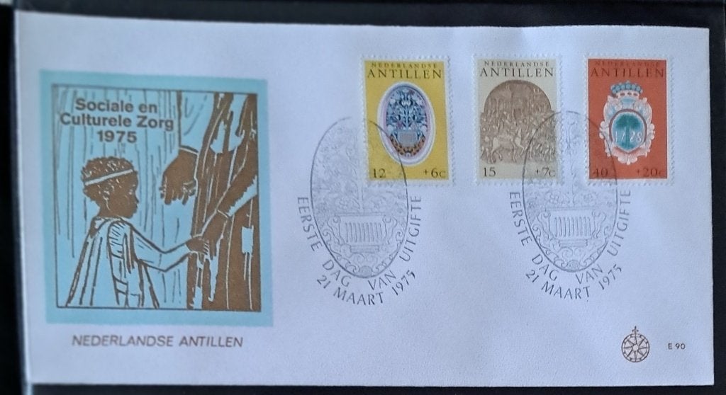 Ned.Antillen: Cultuur envelop 1975, Postzegels en Munten, Postzegels | Eerstedagenveloppen, Ophalen of Verzenden, Onbeschreven