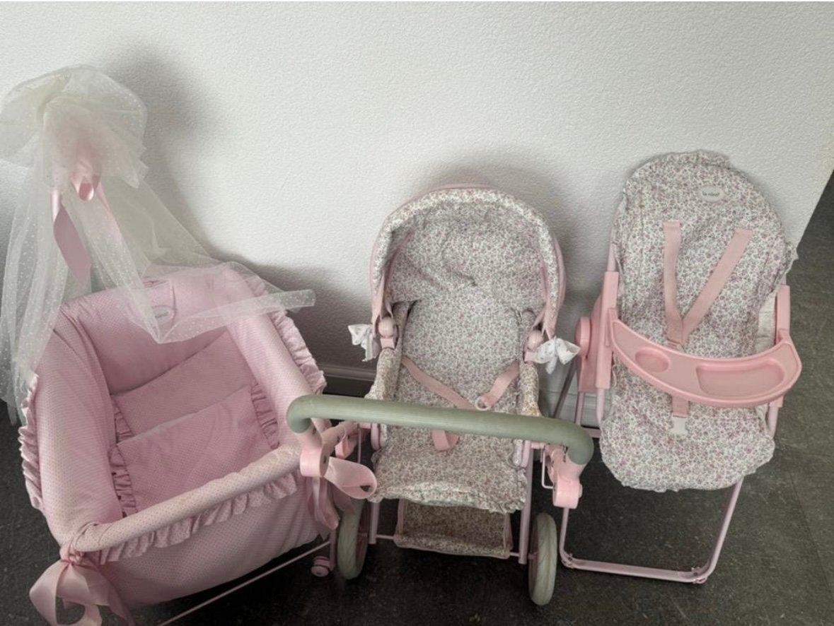 Mooi La Nina set baby poppenwagen eerstoel speelgoed, Ophalen, Zo goed als nieuw, Babypop