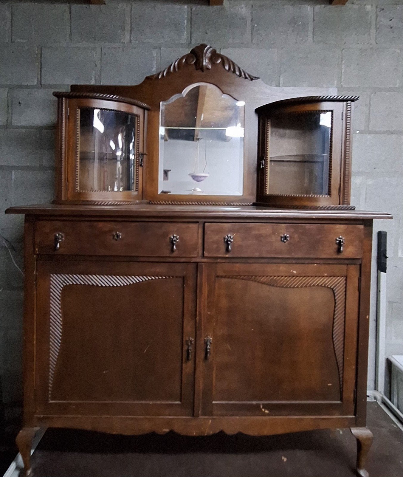 Antieke buffet vitrinekast, Ophalen, Gebruikt, 25 tot 50 cm