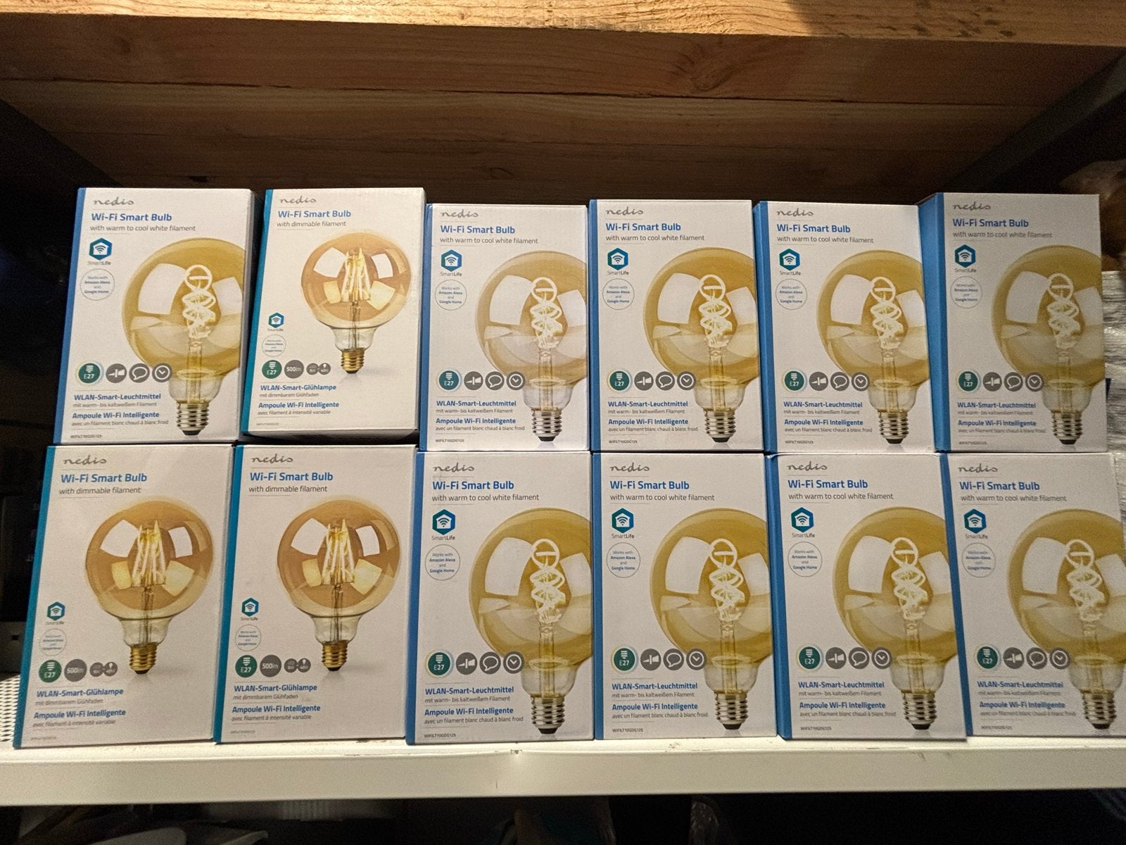 12x Nieuwe Nedis Wi-Fi Smart LED Lampen E27 - Warm tot Koel, Led-lamp, Minder dan 30 watt, Nieuw, E27 (groot)