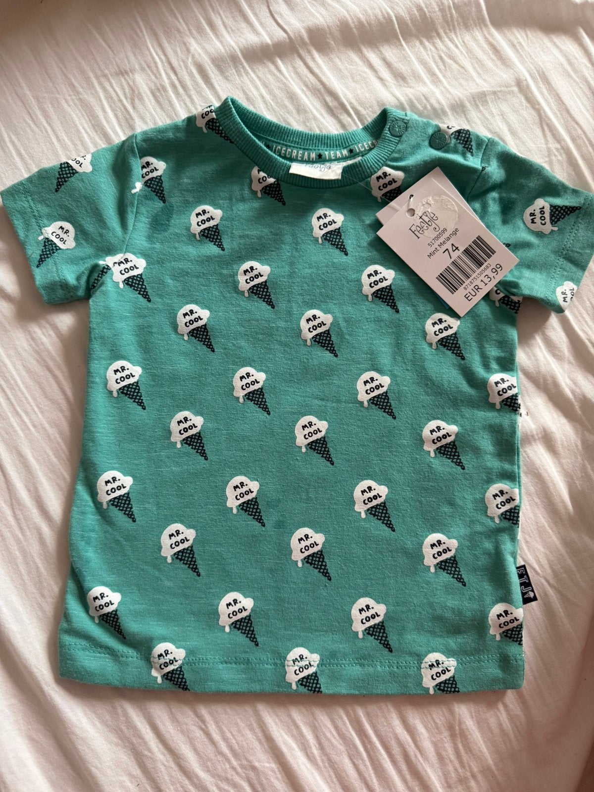 Feetje mintgroen t-shirt ijsjes maat 74 NIEUW, Kinderen en Baby's, Babykleding | Maat 74, Ophalen of Verzenden, Nieuw, Jongetje