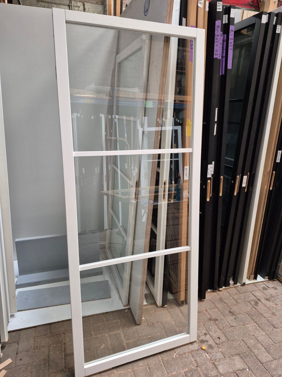 88x210,5cm binnendeur stomp blank glas staallook wit SL47