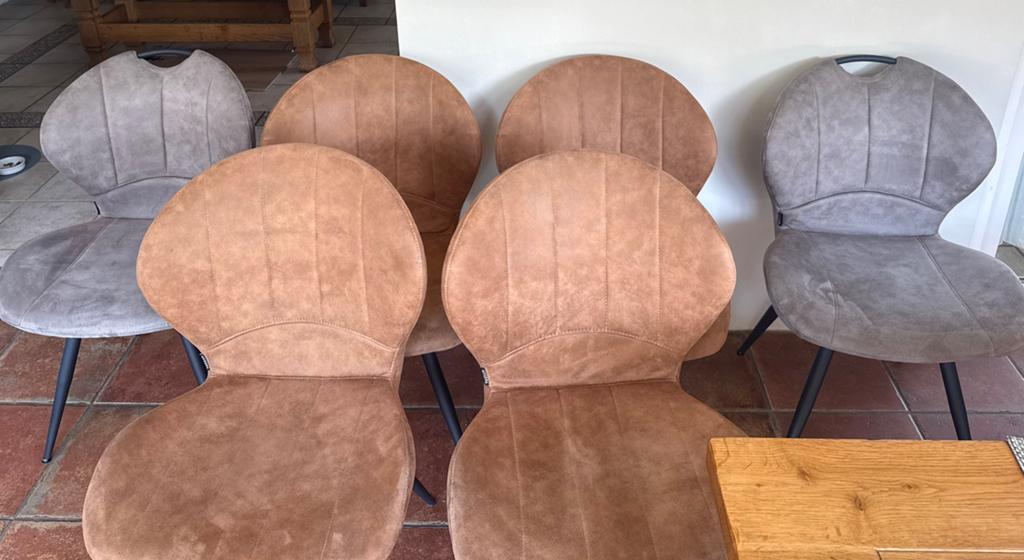 Set van 6 eetkamer stoelen MXSOFA, Huis en Inrichting, Stoelen, Ophalen, Zo goed als nieuw, Bruin, Vijf, Zes of meer stoelen
