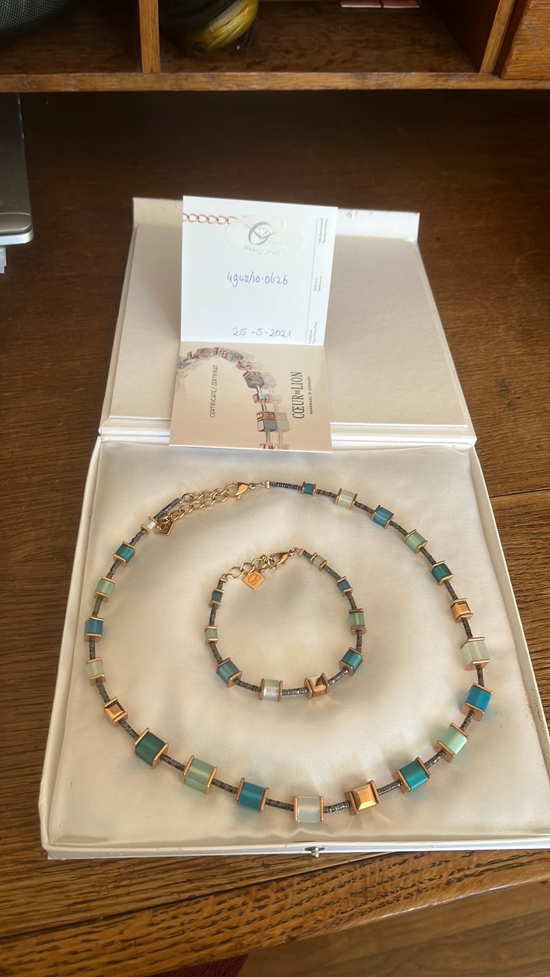 Sieradenset coeur de lion blauw/groen/goud, Ophalen of Verzenden, Zo goed als nieuw, Blauw