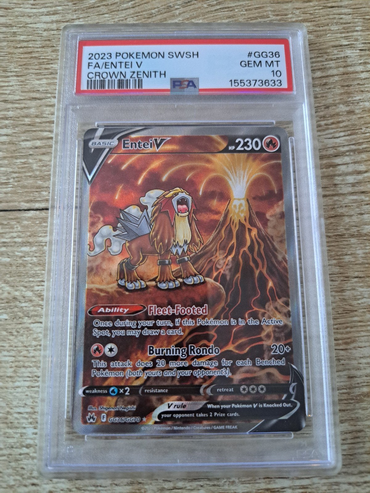 pokemon crown zenith entei v psa 10, Ophalen of Verzenden, Nieuw