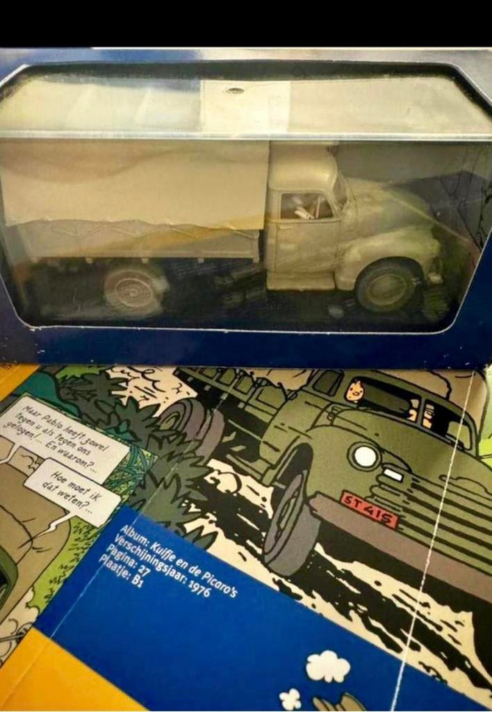Kuifje auto 1:43 de vrachtwagen chevrolet uit picaro’s, Ophalen of Verzenden, Kuifje, Zo goed als nieuw, Beeldje of Figuurtje