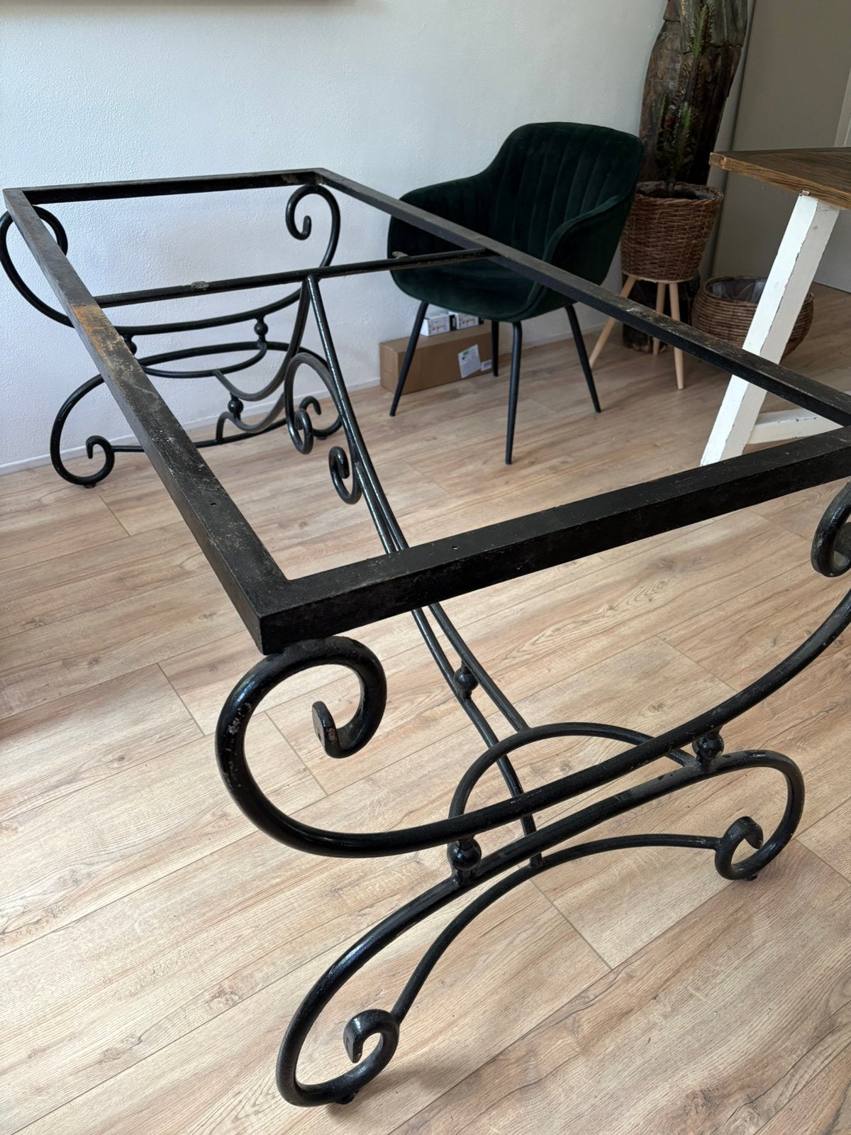 Zwaar smeedijzer onderstel voor  eettafel, Ophalen, Rechthoekig, 200 cm of meer, 50 tot 100 cm