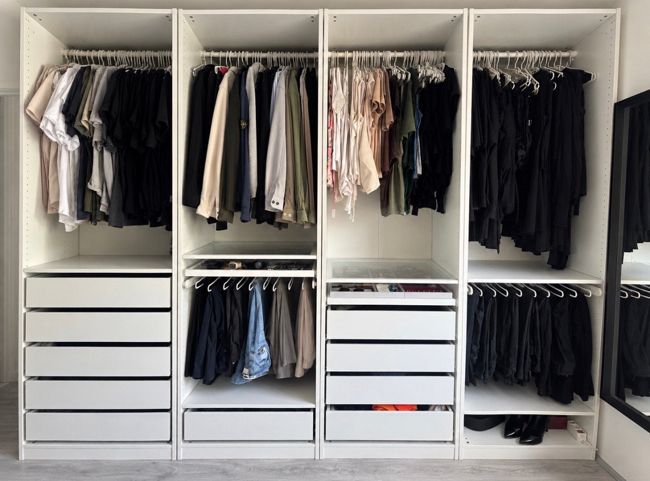 IKEA PAX kledingkast 300236 cm 4 delen - KOMPLEMENT inricht, Ophalen, Met lade(s), Gebruikt, 200 cm of meer