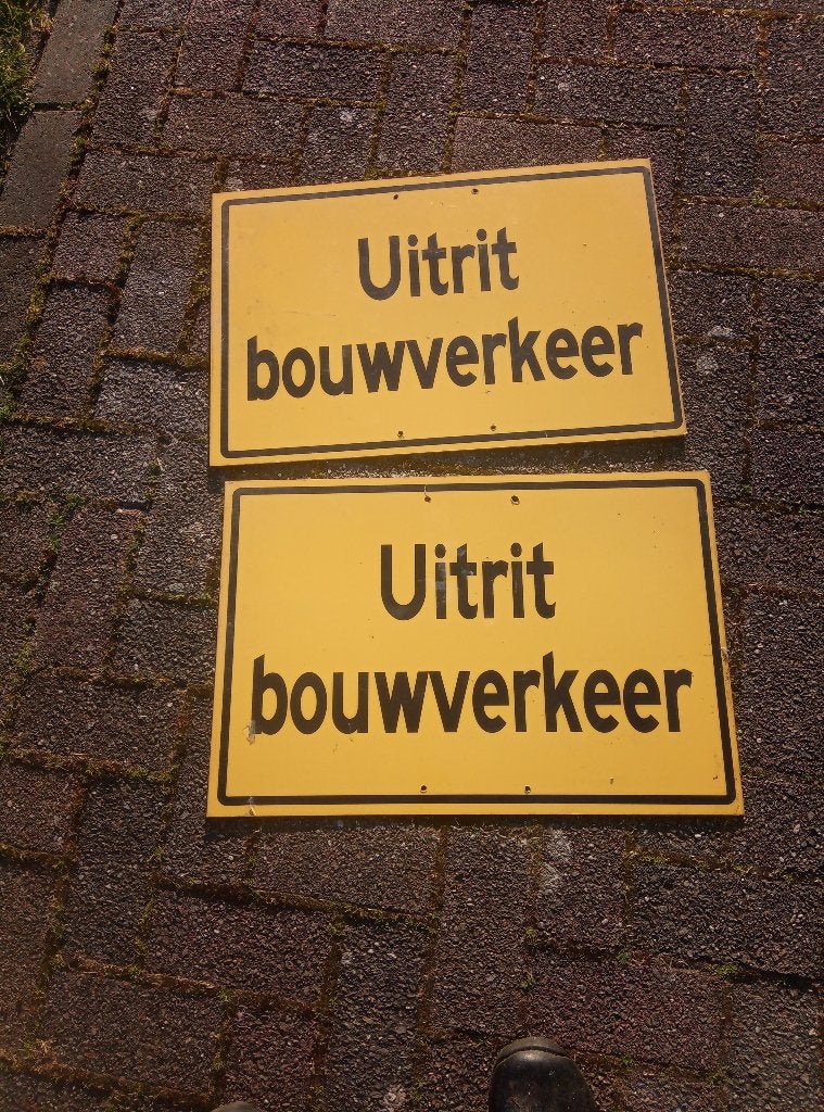 verkeersbord uitrit bouwverkeer, Ophalen, Reclamebord