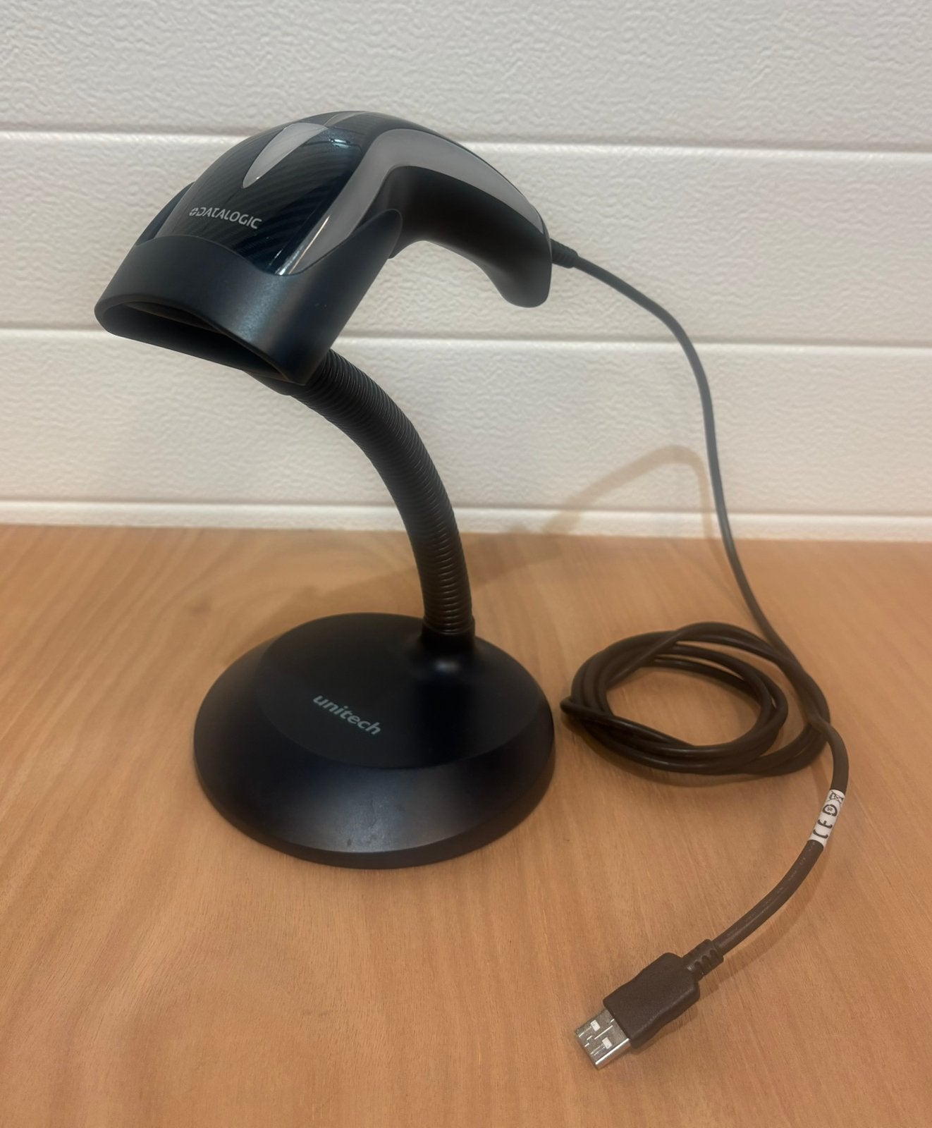 Datalogic Heron HD3130 1D Barcodescanner + Houder., Computers en Software, Scanners, Gebruikt, Ophalen of Verzenden