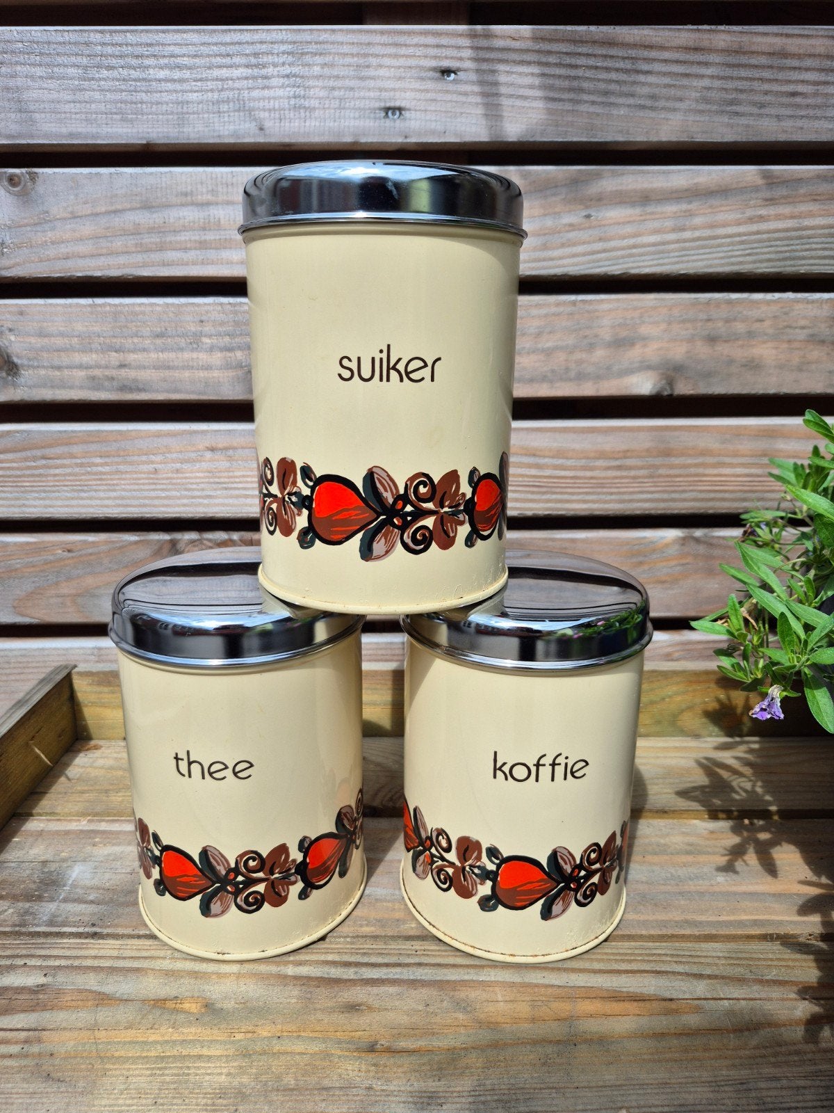 Retro vintage Brabantia voorraadblikken koffie, thee, suiker, Ophalen of Verzenden