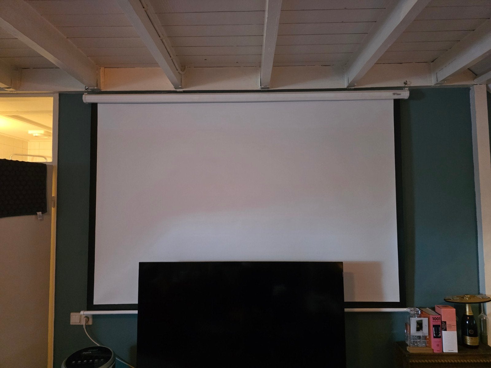 Top Vision Projectiescherm 215 x 150 cm, Ophalen, Handmatig, Gebruikt