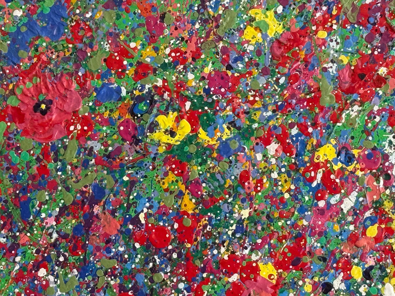 Levendig Bloemenveld Schilderij - Abstracte Acryl Kunst, Ophalen, Acrylverf, Handgeschilderd, Bloemen