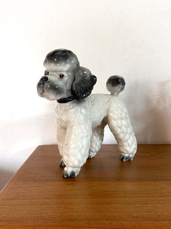 Vintage keramieken poedel, Italië ‘60, Ophalen of Verzenden, Zo goed als nieuw, Hond of Kat, Beeldje of Figuurtje
