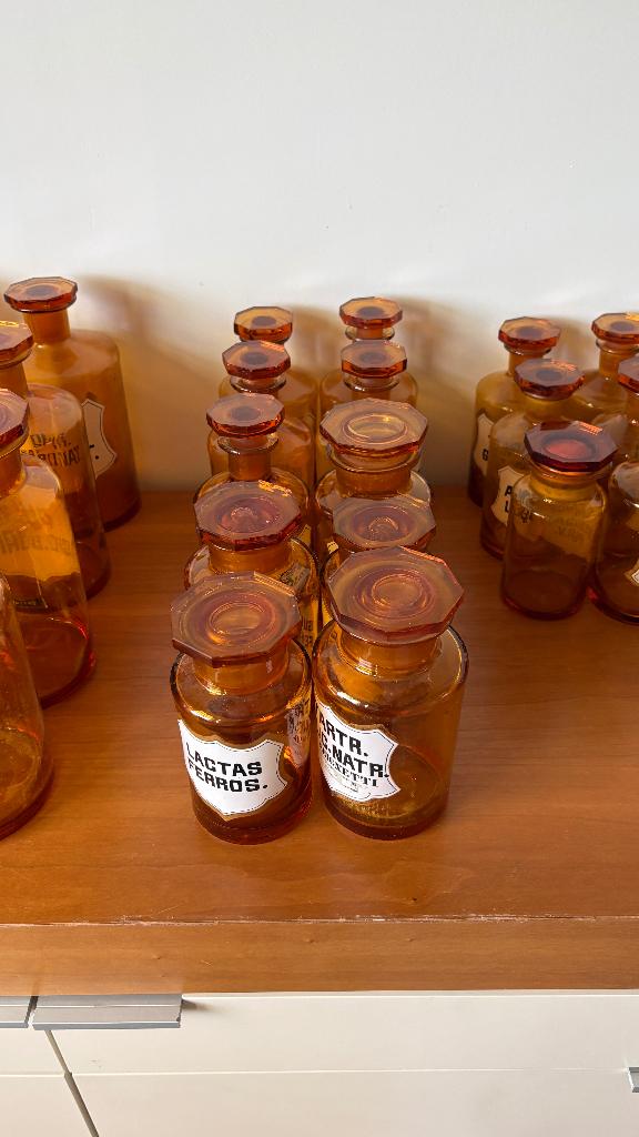 Grote partij Glazen Apothekersflessen, Antiek en Kunst, Antiek | Glas en Kristal, Ophalen of Verzenden