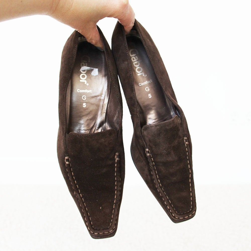 Mooie Bruin Suede Gabor Schoenen s1 (Maat 5G/38) € 35,-, Pumps, Bruin, Gabor, Ophalen of Verzenden