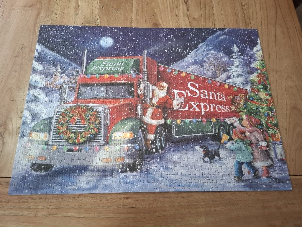 Puzzel Kerst 5 x 1000 stukjes Met poster, Ophalen of Verzenden, 500 t/m 1500 stukjes, Zo goed als nieuw, Legpuzzel