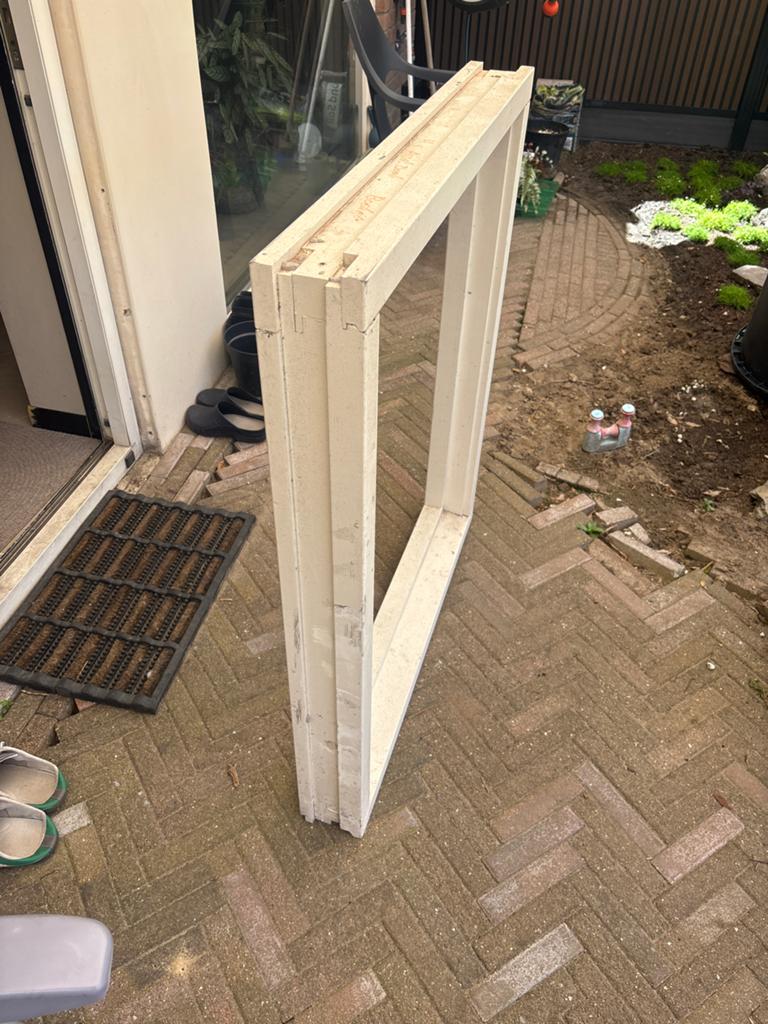 Hardhouten kozijn 102x89x11 cm -, Doe-het-zelf en Verbouw, Kozijnen en Schuifpuien, Ophalen, Gebruikt, Raamkozijn, 75 tot 150 cm