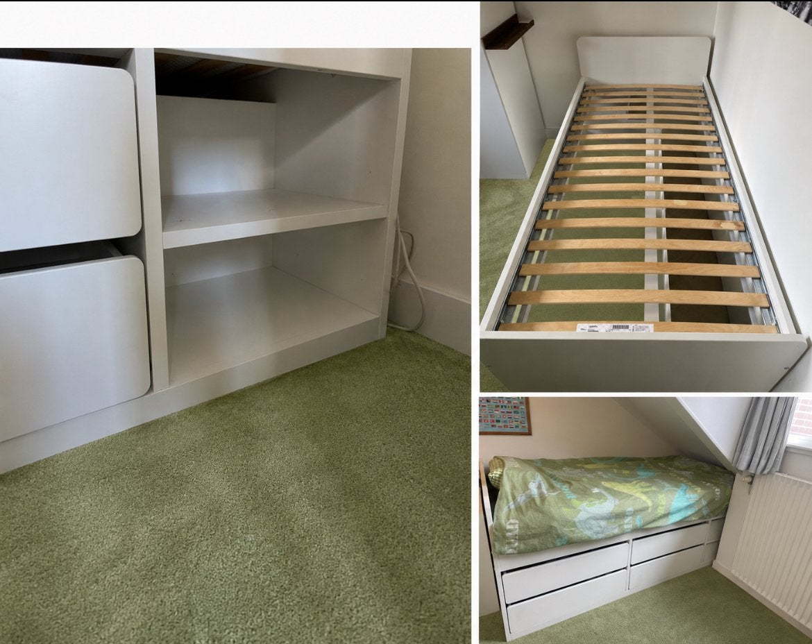 IKEA SLÄKT TIENER BED met 4 lades - Wit, 85 tot 100 cm, Ophalen of Verzenden, Zo goed als nieuw, Matras