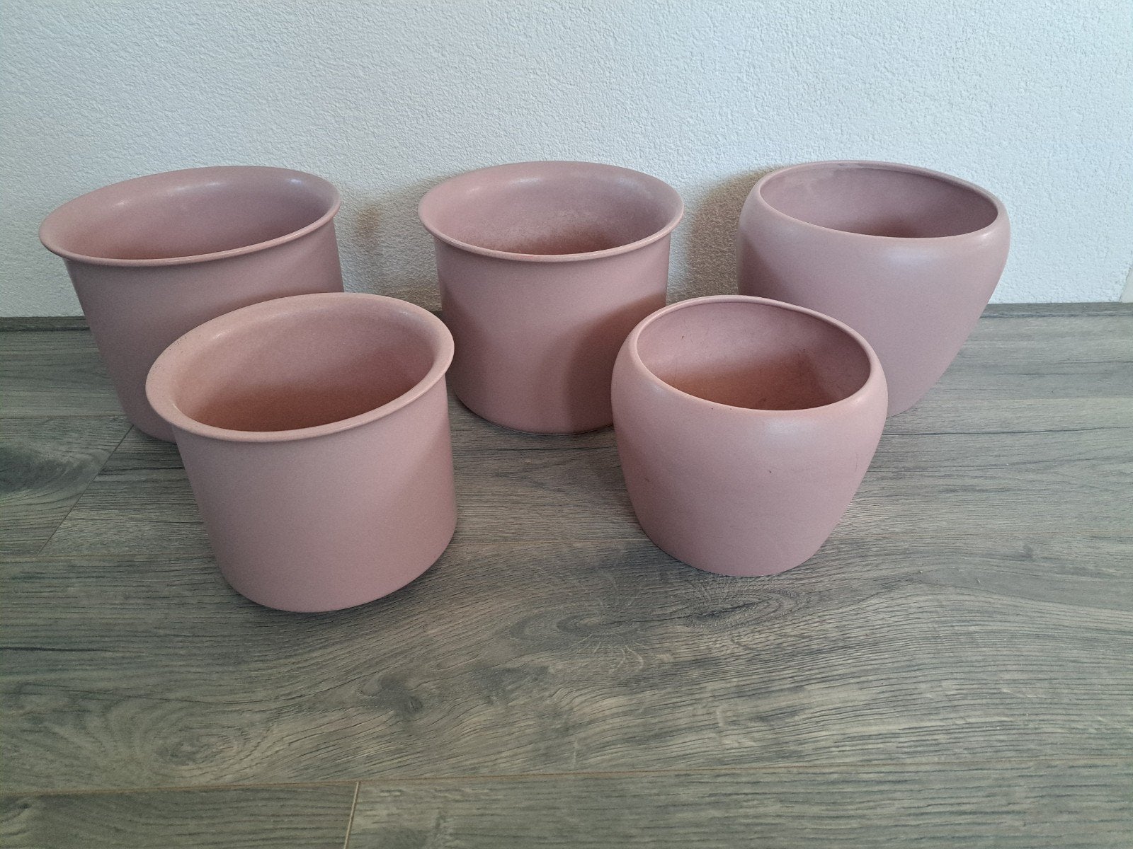 9 mat roze bloempotten handgemaakt voor binnen in zeer goede, Ophalen, Aardewerk