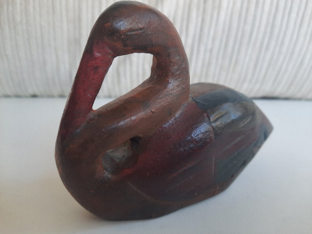 Mooie houten pelikaan beeldje - houtsnijwerk, Houtsnijwerk, Minder dan 20 cm, Ophalen of Verzenden, Hout