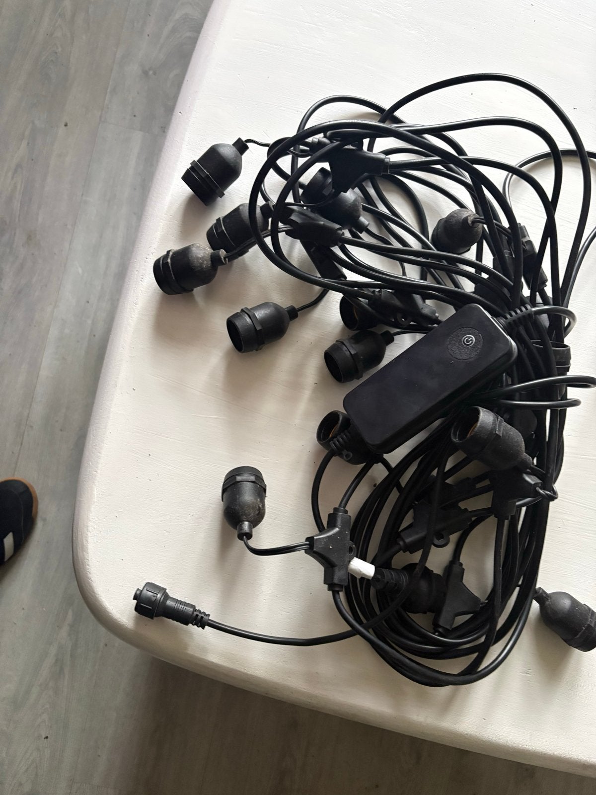 Snoer met 15 fittingen voor buitenverlichting, Ophalen, Kunststof, Gebruikt, Minder dan 50 watt