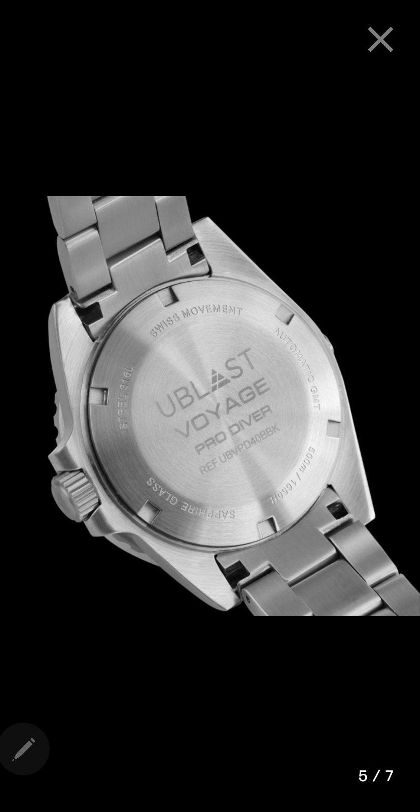 UBLAST Voyage Pro Diver Automatisch Horloge, Ophalen of Verzenden, Staal, Overige merken