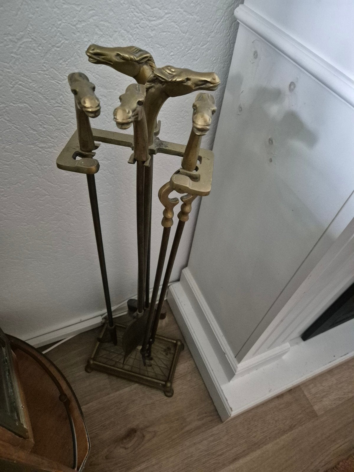 Haard stel koper brons met paarden koppen, Ophalen, Gebruikt