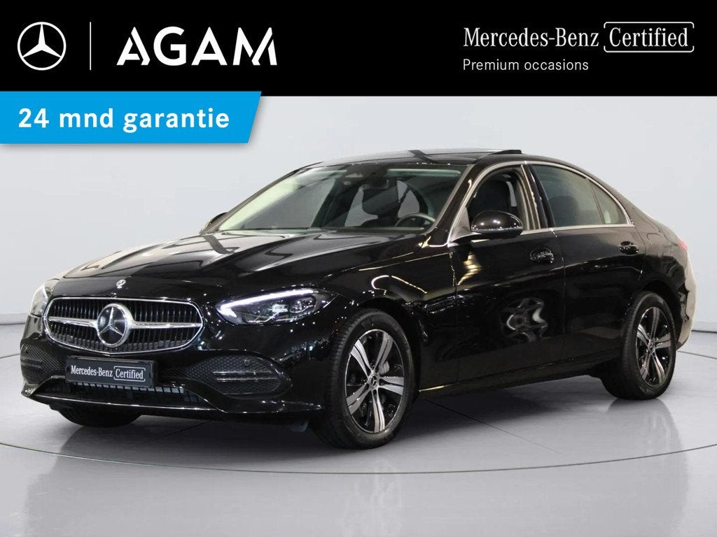 Mercedes-Benz C-Klasse Limousine 300 e Business Line Panoram, Automaat, 4 cilinders, Leder en Stof, Zwart