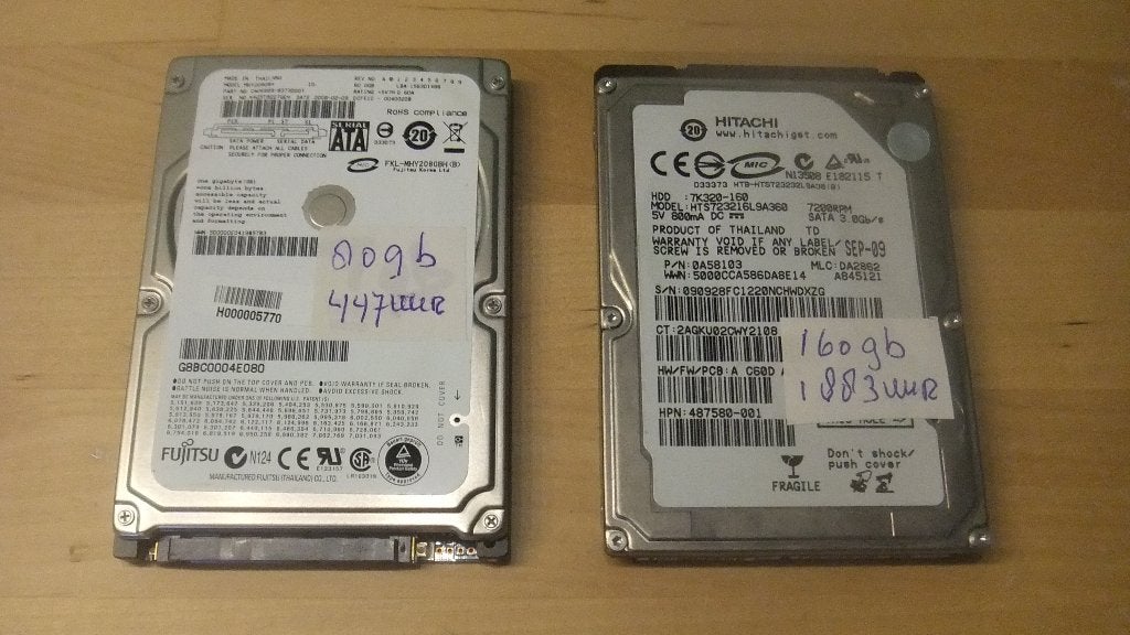 Harde schijven 2 stuks 2.5 inch, 2 stuks 3.5 inch., Intern, Gebruikt, Ophalen of Verzenden, 80-160-500-1000 gb